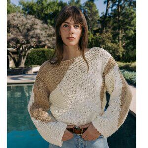 NWT Zara Color Block Knit Slouch Wool Blend Sweater - Size L
